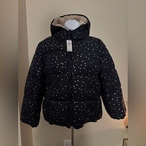 GAP Black Puffer Jacket with Silver Dots